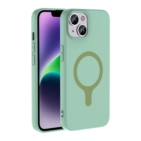 iPhone 14 Kılıf M-Safe Şarj Özellikli MKST Aris Silikon Kapak - Turkuaz