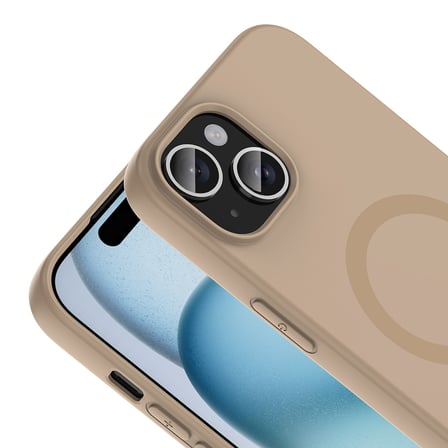 iPhone 15 Kılıf M-Safe Şarj Özellikli MKST Aris Silikon Kapak - Koyu Pembe