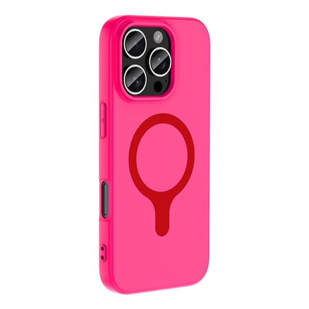 iPhone 16 Pro Kılıf M-Safe Şarj Özellikli MKST Aris Silikon Kapak - Koyu Pembe