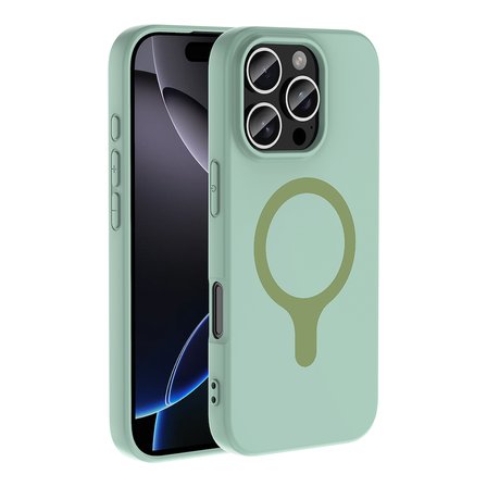 iPhone 16 Pro Kılıf M-Safe Şarj Özellikli MKST Aris Silikon Kapak - Turkuaz