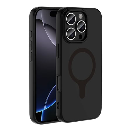 iPhone 16 Pro Max Kılıf M-Safe Şarj Özellikli MKST Aris Silikon Kapak - Siyah