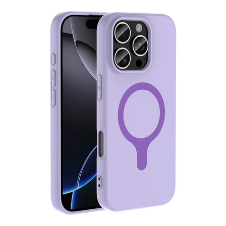 iPhone 16 Pro Max Kılıf M-Safe Şarj Özellikli MKST Aris Silikon Kapak - Lila
