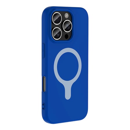 iPhone 16 Pro Max Kılıf M-Safe Şarj Özellikli MKST Aris Silikon Kapak - Saks Mavi