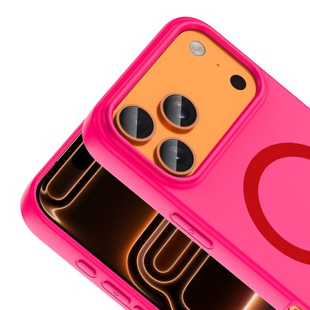 iPhone 17 Pro Kılıf M-Safe Şarj Özellikli MKST Aris Silikon Kapak - Koyu Pembe