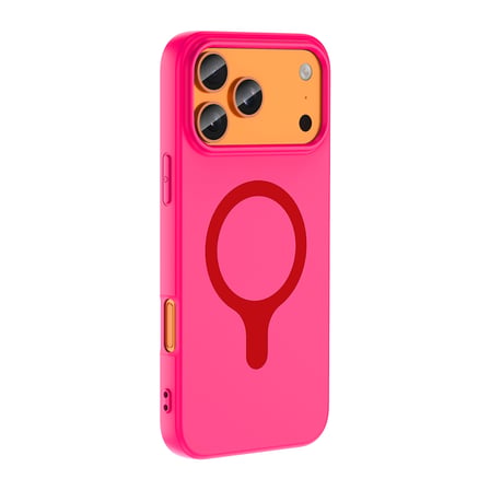 iPhone 17 Pro Kılıf M-Safe Şarj Özellikli MKST Aris Silikon Kapak - Koyu Pembe
