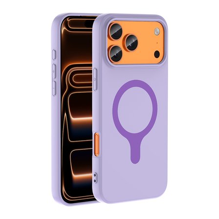 iPhone 17 Pro Max Kılıf M-Safe Şarj Özellikli MKST Aris Silikon Kapak - Lila