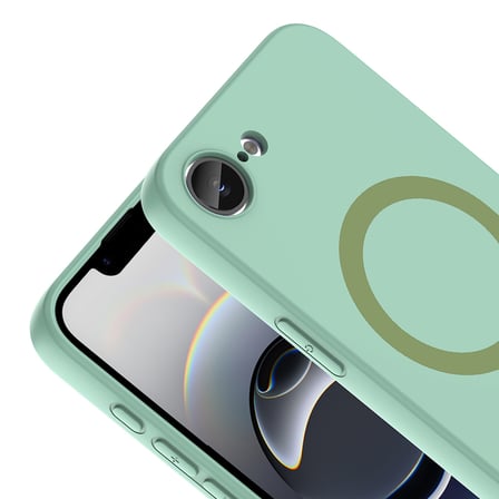 iPhone 17E Kılıf M-Safe Şarj Özellikli MKST Aris Silikon Kapak - Turkuaz