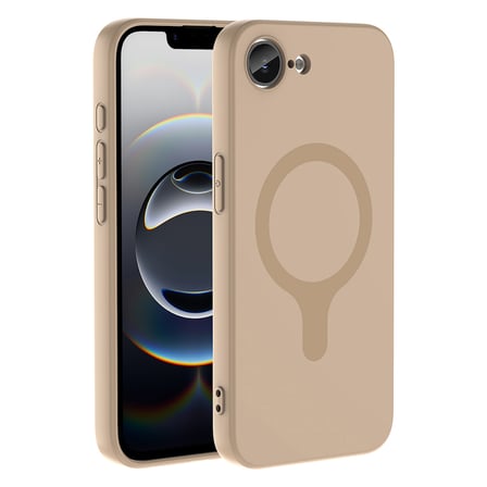 iPhone 17E Kılıf M-Safe Şarj Özellikli MKST Aris Silikon Kapak - Krem