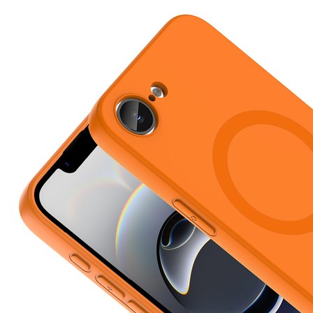 iPhone 16E Kılıf M-Safe Şarj Özellikli MKST Aris Silikon Kapak - Turuncu