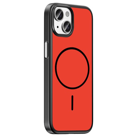 iPhone 15 Kılıf M-Safe Şarj Özellikli MKST Lora PC Kapak - Kırmızı-Gri