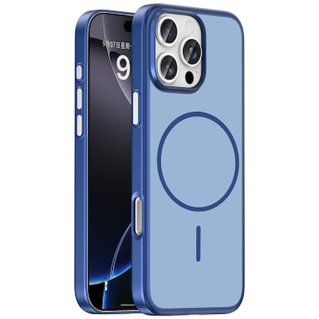 Apple iPhone 16 Pro Kılıf M-Safe Şarj Özellikli Zore Lora PC Kapak iPhone 16 Pro Zore - Lacivert