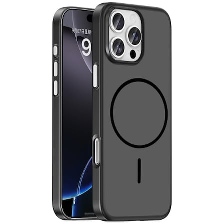 Apple iPhone 16 Pro Max Kılıf M-Safe Şarj Özellikli Zore Lora PC Kapak iPhone 16 Pro Max Zore - Siyah
