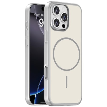 Apple iPhone 16 Pro Max Kılıf M-Safe Şarj Özellikli Zore Lora PC Kapak iPhone 16 Pro Max Zore - Gümüş