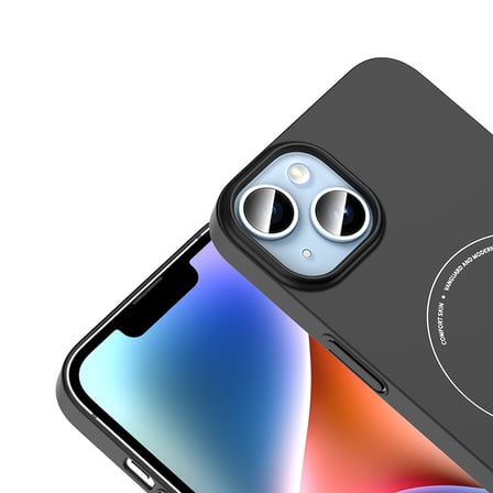 iPhone 14 Kılıf M-Safe Şarj Özellikli Kamera Korumalı MKST Elio Sert PC Kapak - Siyah
