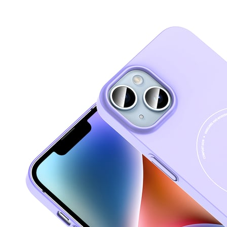 iPhone 13 Kılıf M-Safe Şarj Özellikli Kamera Korumalı MKST Elio Sert PC Kapak - Lila