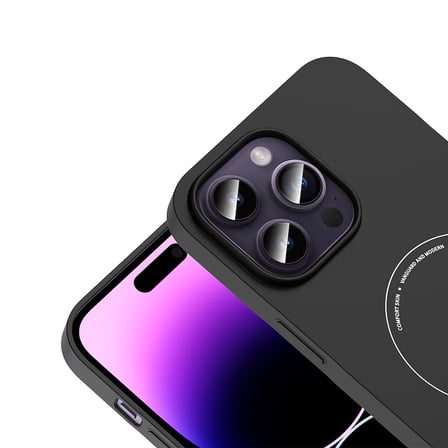 iPhone 14 Pro Max Kılıf M-Safe Şarj Özellikli Kamera Korumalı MKST Elio Sert PC Kapak - Siyah