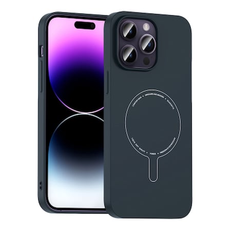 Apple iPhone 14 Pro Max Kılıf M-Safe Şarj Özellikli Kamera Korumalı Zore Elio Sert PC Kapak iPhone 14 Pro Max Zore - Lacivert