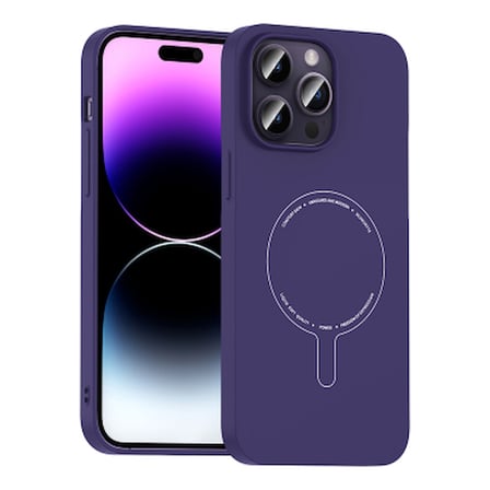 Apple iPhone 14 Pro Max Kılıf M-Safe Şarj Özellikli Kamera Korumalı Zore Elio Sert PC Kapak iPhone 14 Pro Max Zore - Derin Mor