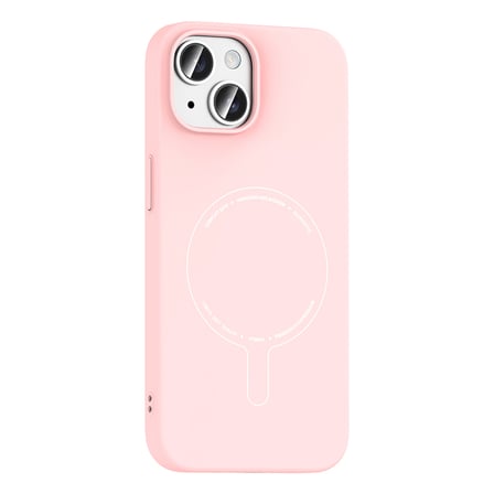 iPhone 15 Kılıf M-Safe Şarj Özellikli Kamera Korumalı MKST Elio Sert PC Kapak - Açık Pembe
