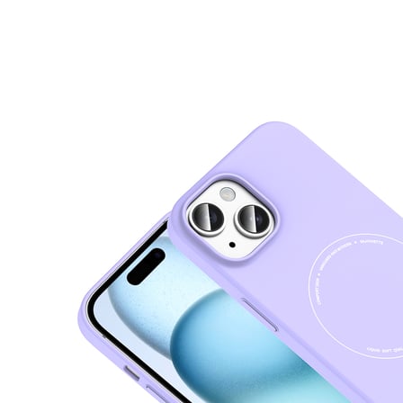 iPhone 15 Kılıf M-Safe Şarj Özellikli Kamera Korumalı MKST Elio Sert PC Kapak - Lila