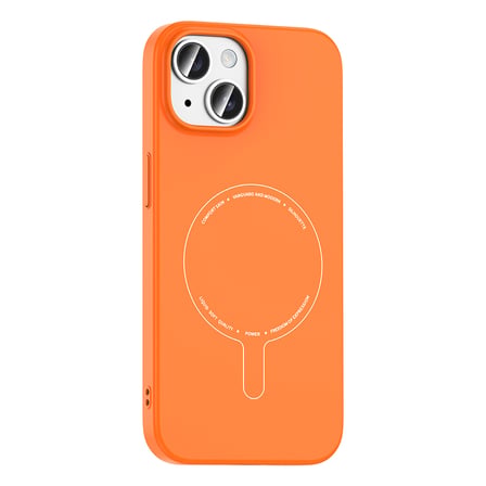 iPhone 15 Kılıf M-Safe Şarj Özellikli Kamera Korumalı MKST Elio Sert PC Kapak - Turuncu