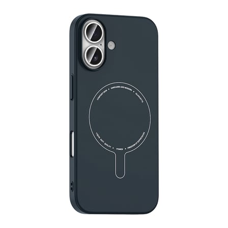 iPhone 16 Kılıf M-Safe Şarj Özellikli Kamera Korumalı MKST Elio Sert PC Kapak - Lacivert