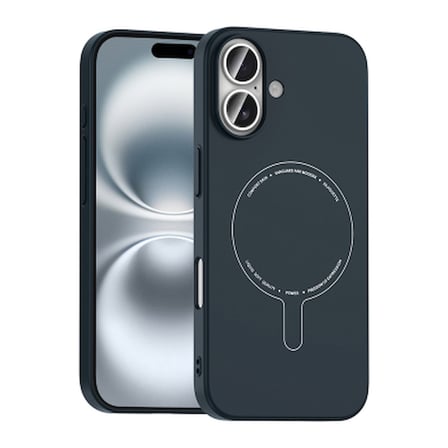 Apple iPhone 16 Kılıf M-Safe Şarj Özellikli Kamera Korumalı Zore Elio Sert PC Kapak iPhone 16 Zore - Lacivert