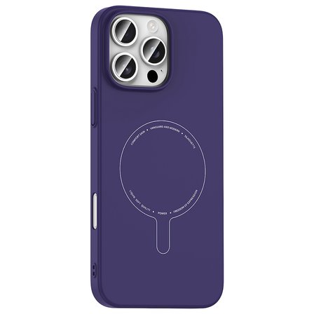 iPhone 16 Pro Kılıf M-Safe Şarj Özellikli Kamera Korumalı MKST Elio Sert PC Kapak - Derin Mor