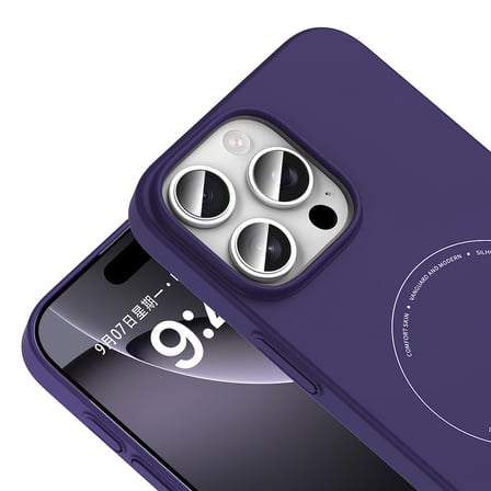 iPhone 16 Pro Kılıf M-Safe Şarj Özellikli Kamera Korumalı MKST Elio Sert PC Kapak - Derin Mor