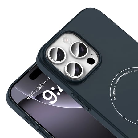 iPhone 16 Pro Max Kılıf M-Safe Şarj Özellikli Kamera Korumalı MKST Elio Sert PC Kapak - Lacivert