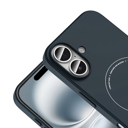 iPhone 17 Kılıf M-Safe Şarj Özellikli Kamera Korumalı MKST Elio Sert PC Kapak - Lacivert