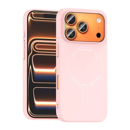 iPhone 17 Pro Kılıf M-Safe Şarj Özellikli Kamera Korumalı MKST Elio Sert PC Kapak - Açık Pembe