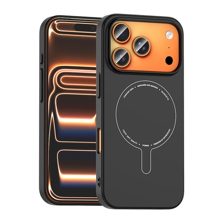 iPhone 17 Pro Kılıf M-Safe Şarj Özellikli Kamera Korumalı MKST Elio Sert PC Kapak - Turuncu