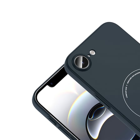 iPhone 16E Kılıf M-Safe Şarj Özellikli Kamera Korumalı MKST Elio Sert PC Kapak - Lacivert