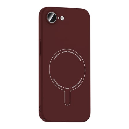 iPhone 16E Kılıf M-Safe Şarj Özellikli Kamera Korumalı MKST Elio Sert PC Kapak - Bordo