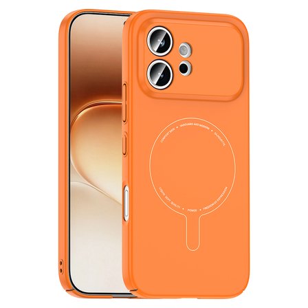 Honor 600 5G Kılıf M-Safe Şarj Özellikli Kamera Korumalı MKST Elio Sert PC Kapak - Turuncu