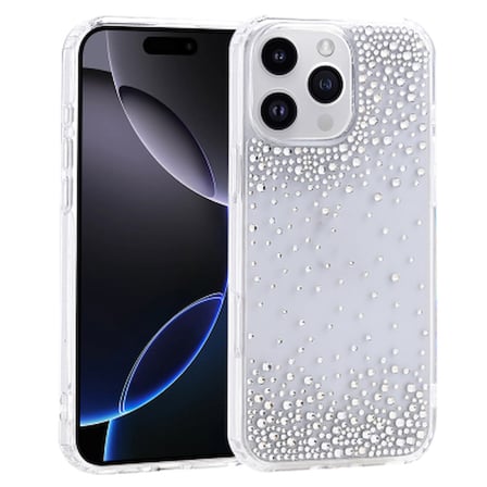 Apple iPhone 16 Pro Max Kılıf Airbag Tasarımlı Damla Taşlı Şeffaf Zore Pera Silikon Kapak iPhone 16 Pro Max Zore - Şeffaf