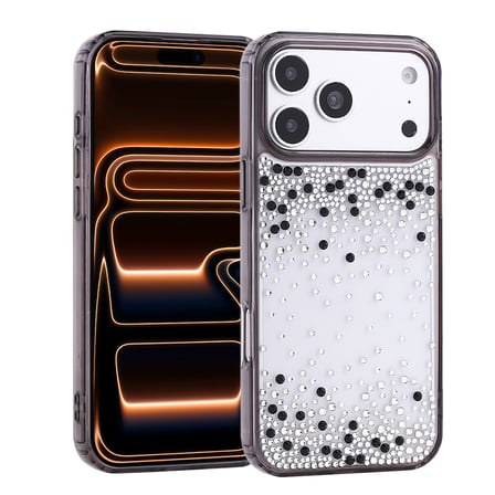 iPhone 17 Pro Kılıf Kamera Yükseltili Simli Damla Taşlı Silikon SVTEK