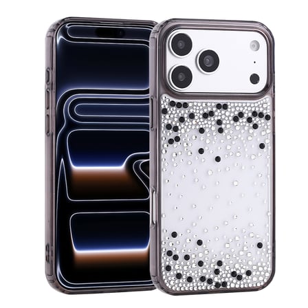 iPhone 18 Pro Max Kılıf Kamera Yükseltili Simli Damla Taşlı Silikon Maks