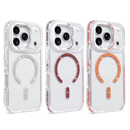 iPhone 17 Pro Kılıf Taşlı Simli MagSafe Kamera Yükseltili Silikon Nourth