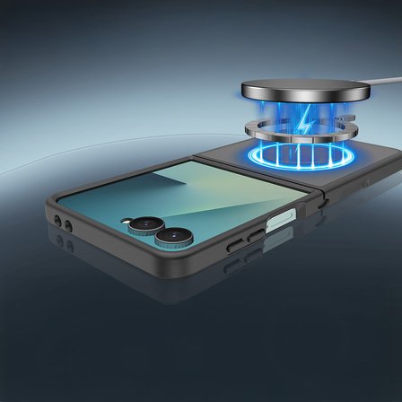 Galaxy Z Flip 7 Kılıf M-Safe Şarj Özellikli Kamera Korumalı MKST Lunex Kapak - Siyah