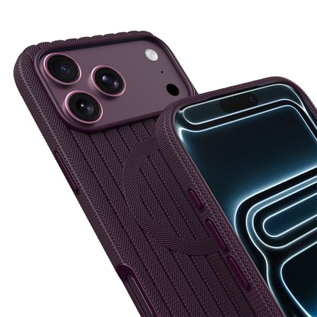 iPhone 18 Pro Max Kılıf MagSafe Şarj Özellikli Çizgi Desenli Kumaş Dokulu Lorin Kapak