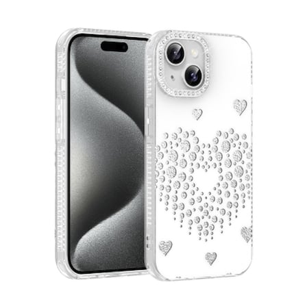Apple iPhone 15 Kılıf Damla Taşlı Zore Rivas Sert PC Kapak iPhone 15 Zore - Beyaz