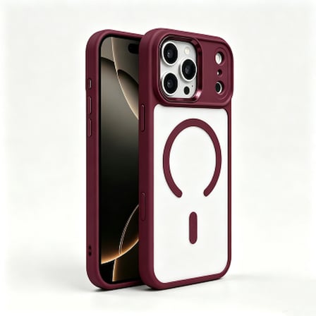 Apple iPhone 18 Pro Kılıf Wireless Şarj Özellikli Zore Krom M-safe Silikon Kapak iPhone 18 Pro Zore - Mürdüm