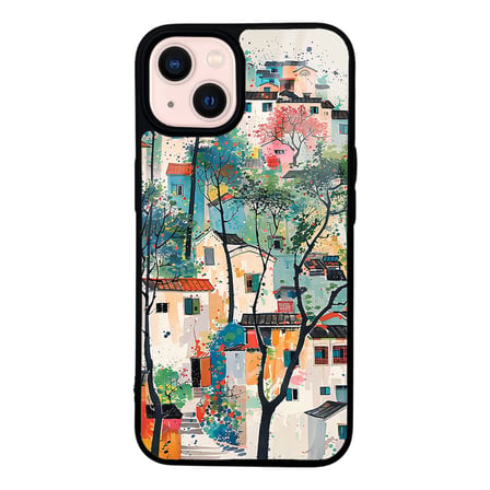 iPhone 13 Kılıf Kamera Korumalı Desenli Luxury Portrait Painting Lusi Kapak Gold Fiyonk