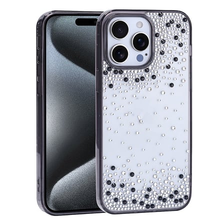 iPhone 15 Pro Max Kılıf Kamera Yükseltili Simli Damla Taşlı Silikon Novatech