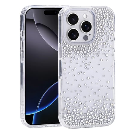 iPhone 16 Pro Kılıf Kamera Yükseltili Simli Damla Taşlı Silikon Novatech