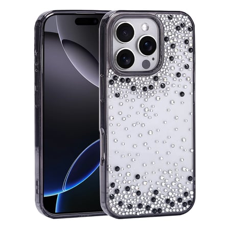 iPhone 16 Pro Kılıf Kamera Yükseltili Simli Damla Taşlı Silikon Novatech