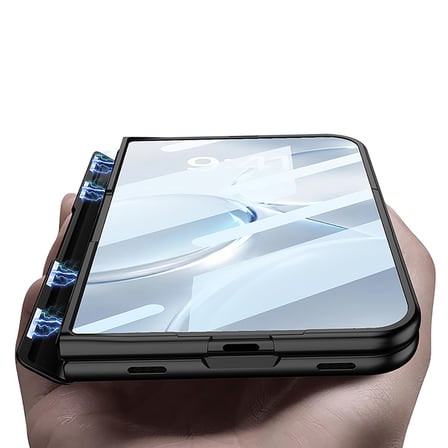 iPhone Duo Kılıf MagSafe Uyumlu Menteşe Korumalı Metalik Kamera Detaylı İnce Sert PC Maks Kapak