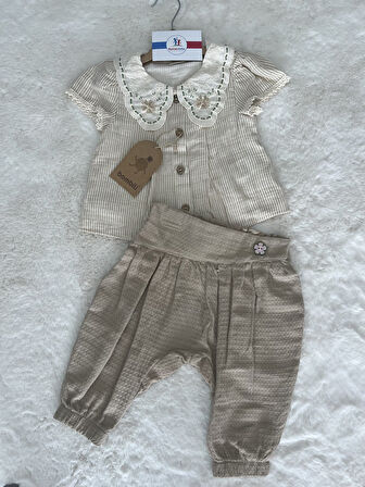 Yakası İşlemeli İkili Takım